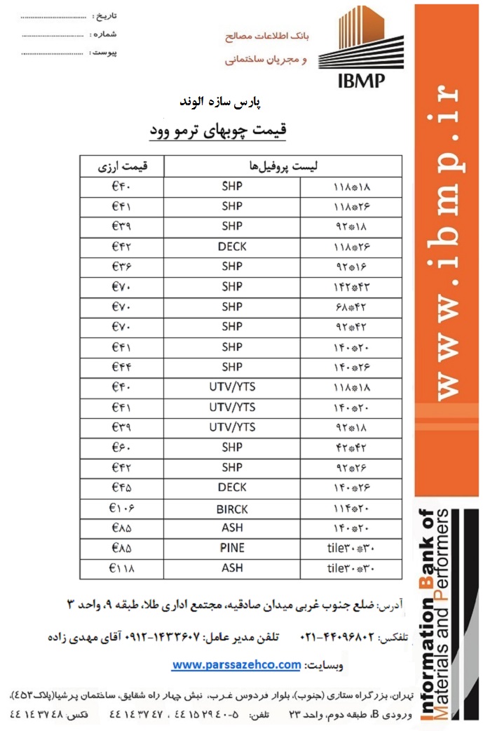 قیمت چوب ترموود